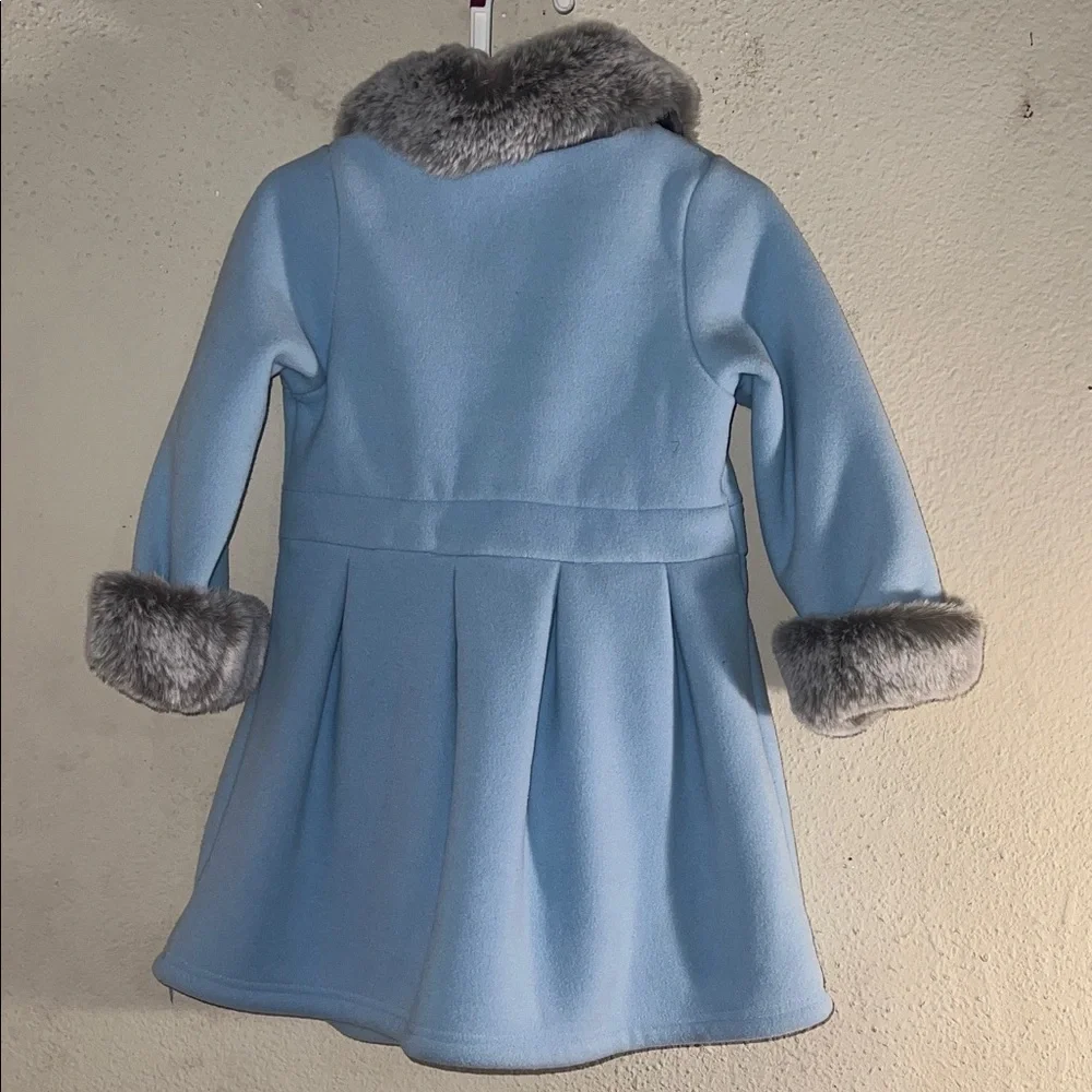 Good Lad Sky Blue Pea Coat with Charcoal Faux Fur